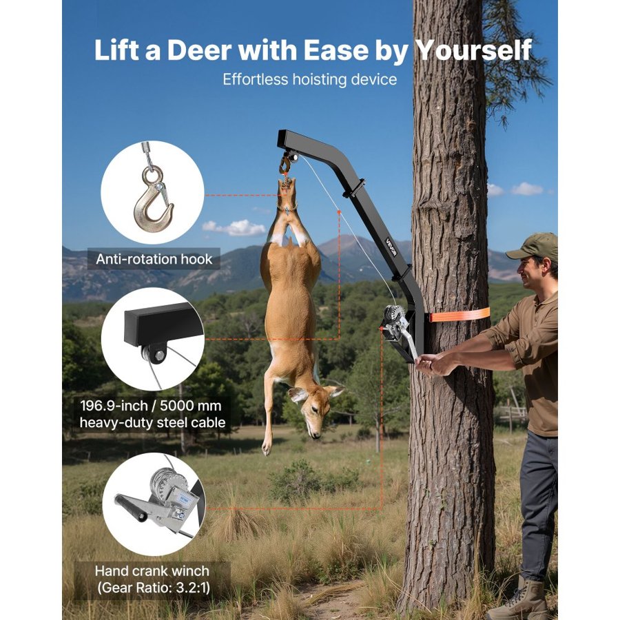 VEVOR Deer Skinning Hoist – Heavy Load, Smooth & Secure