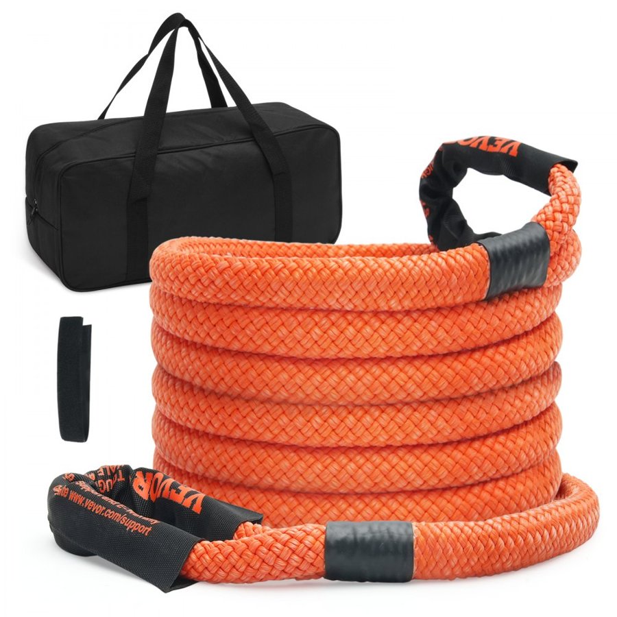 VEVOR 1" (2.54 cm) x 20'/6.1 m Kinetic Recovery Tow Rope 38,000 lbs/17,237.5 kg, Heavy-Duty Off Road Snatch Strap, Extreme Duty 30% Elasticity Energy Snatch Strap for Jeep Car Truck ATV UTV SUV Tractor