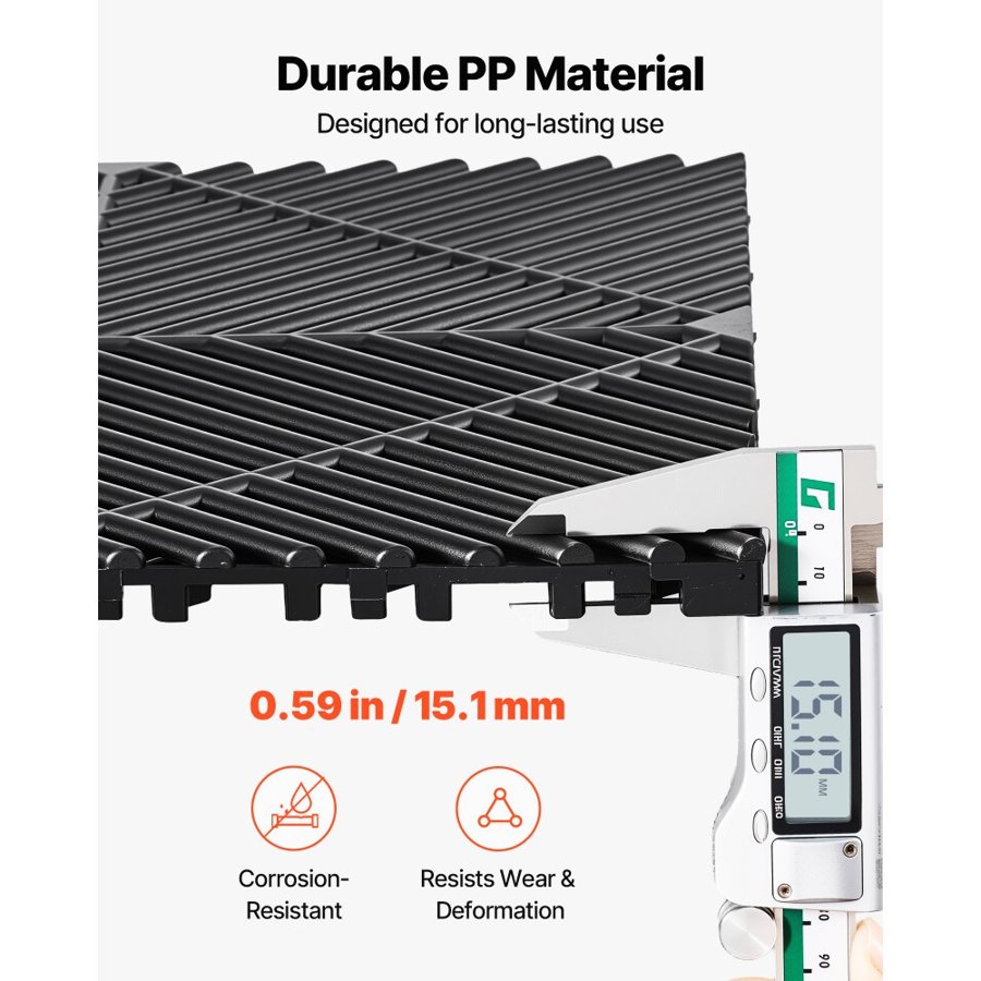VEVOR Interlocking Drainage Tiles – 30×30 cm, PP, 12 Pack