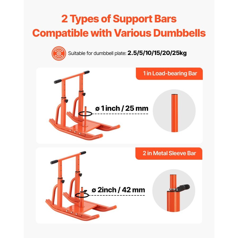 VEVOR Weight Sled, Steel Power Sled, Fitness Training Sleds for Athletic Exercise Speed Improvement, Workout Equipment with Adjustable Height Handle, Compatible with 25/51 mm Weight Plates, Orange