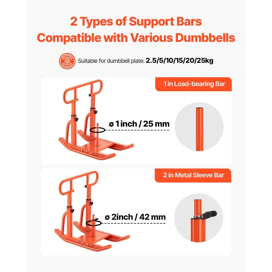 VEVOR Weight Sled, Steel Power Sled, Fitness Training Sleds for Athletic Exercise Speed Improvement, Workout Equipment with Adjustable Height Handle, Compatible with 25/51 mm Weight Plates, Orange