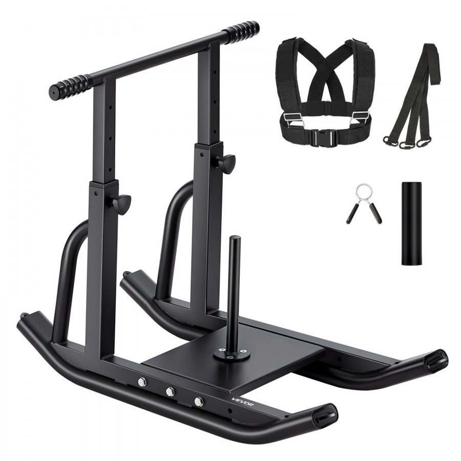 VEVOR Weight Sled, Steel Power Sled, Fitness Training Sleds for Athletic Exercise Speed Improvement, Workout Equipment with Adjustable Height Handle, Compatible with 25/51 mm Weight Plates, Black