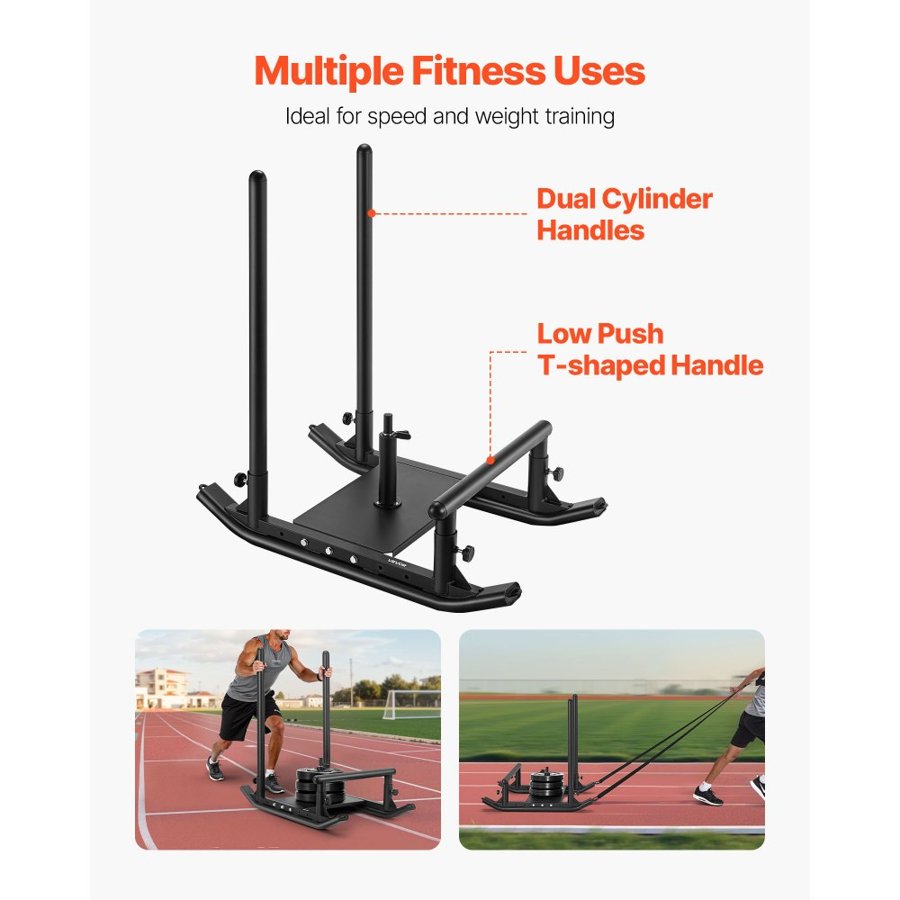 VEVOR Weight Push Sled – 276.6 Lbs/125 Kg, 1 & 2 in. Plates