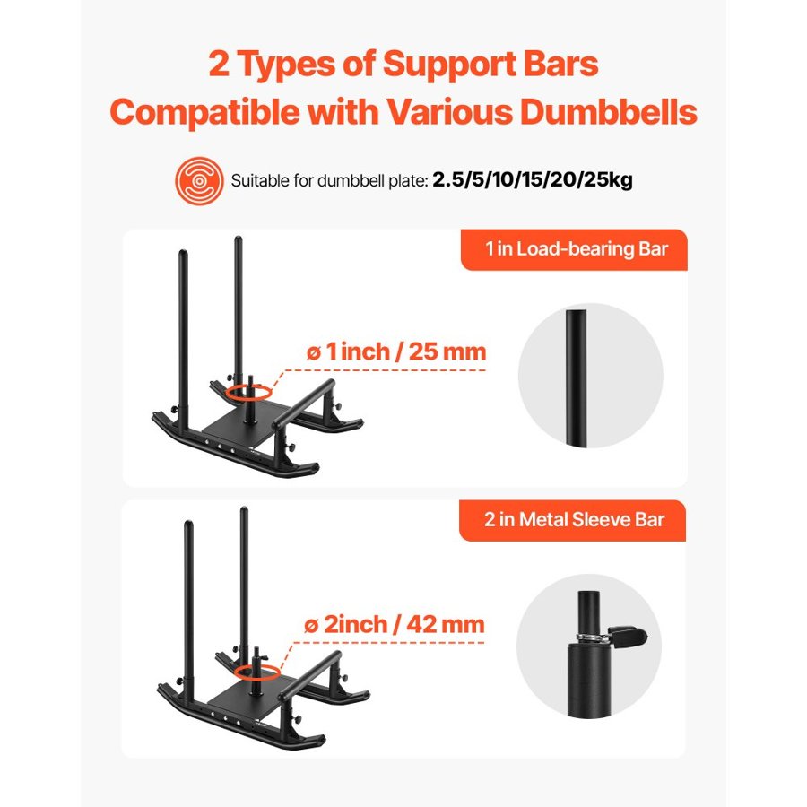 VEVOR Weight Push Sled – 276.6 Lbs/125 Kg, 1 & 2 in. Plates