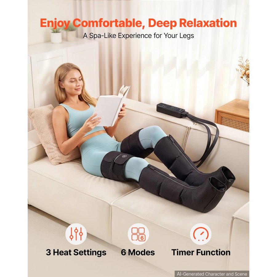 VEVOR Air Compression Leg Massager – 6 Modes, Auto Shut