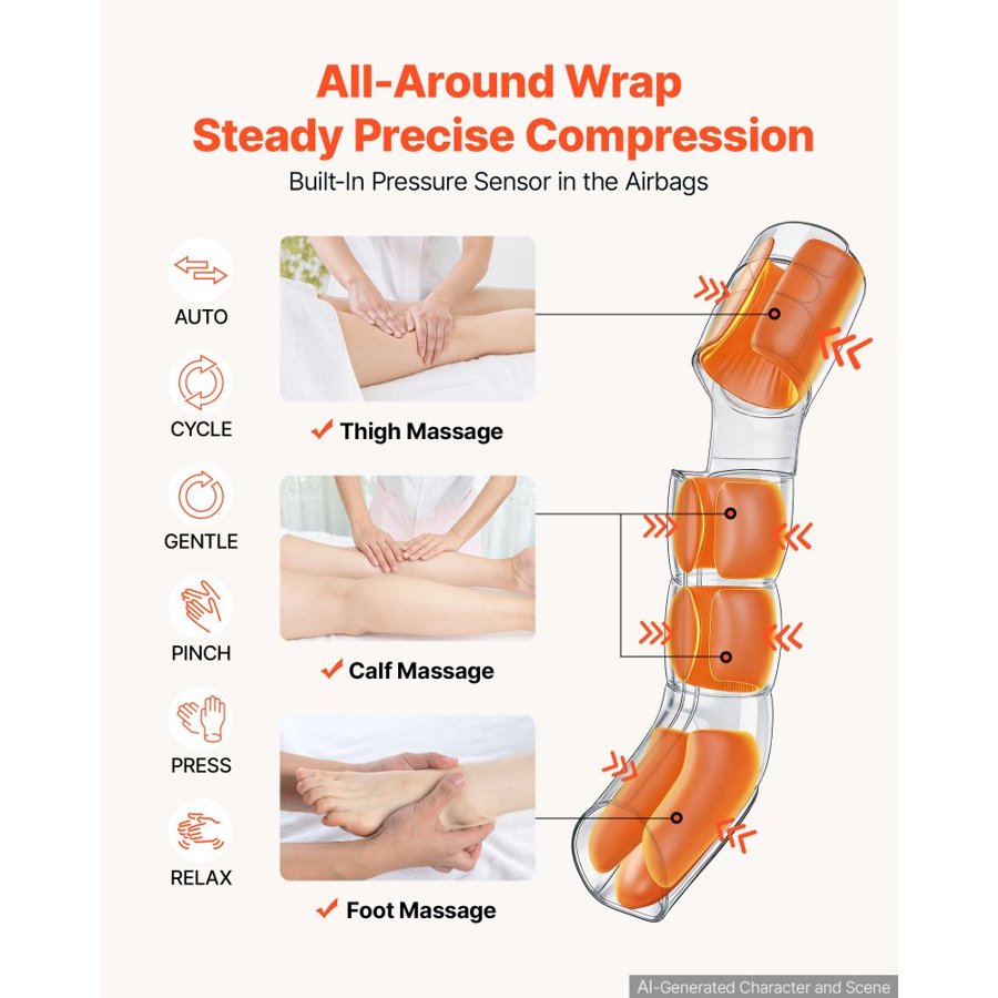 VEVOR Air Compression Leg Massager – 6 Modes, Auto Shut