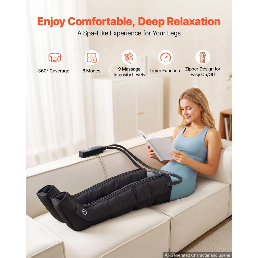 VEVOR Air Compression Leg Massager Machine – 6 Modes, 360°