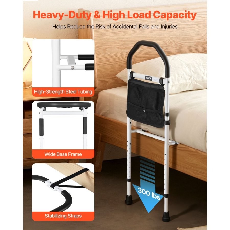 VEVOR Adjustable Bed Rails for Elderly – 15"-18" H, 300 lbs