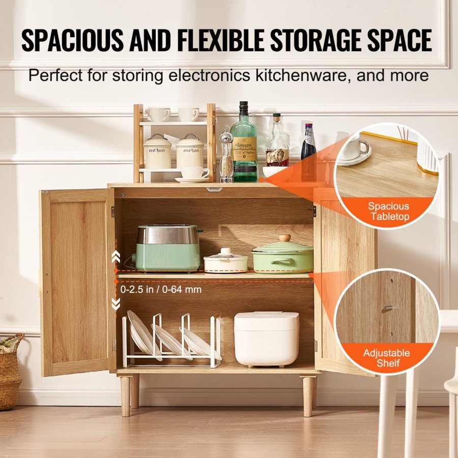 VEVOR Rattan Storage Cabinet With Doors – 2 Doors, 50 lbs