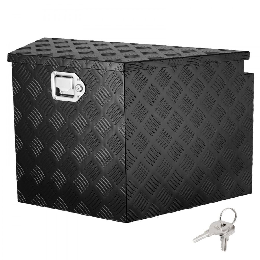 VEVOR Trailer Tongue Box, Aluminum Alloy Diamond Plate Tongue Box Tool Chest, Heavy Duty Trailer Box Storage with Lock and Keys, Utility Trailer Tongue Box for Pickup Truck, RV, Trailer, 99.1 x 41.9 x 30.5 cm