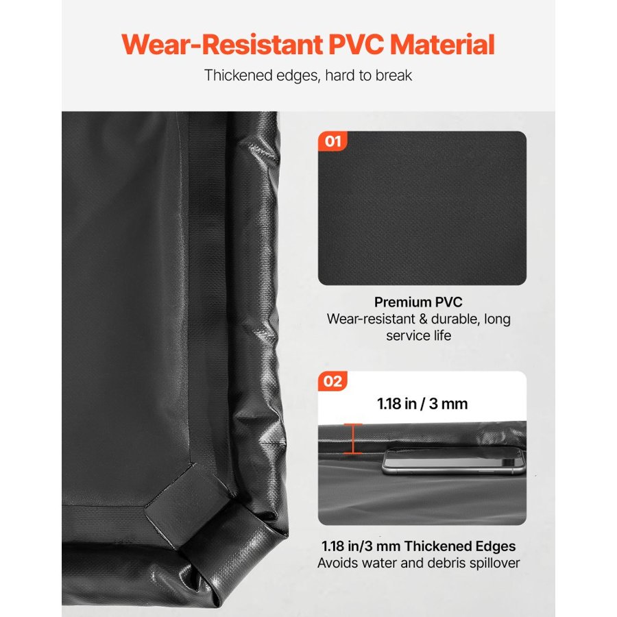VEVOR Containment Mat, 2.4 x 5.5 m, Non-Slip PVC Garage Floor Mat with a Cleaning Squeegee Broom, Heavy Duty Durable Waterproof Containment Protection from Snow, Rain and Mud for Cars Parking, Black