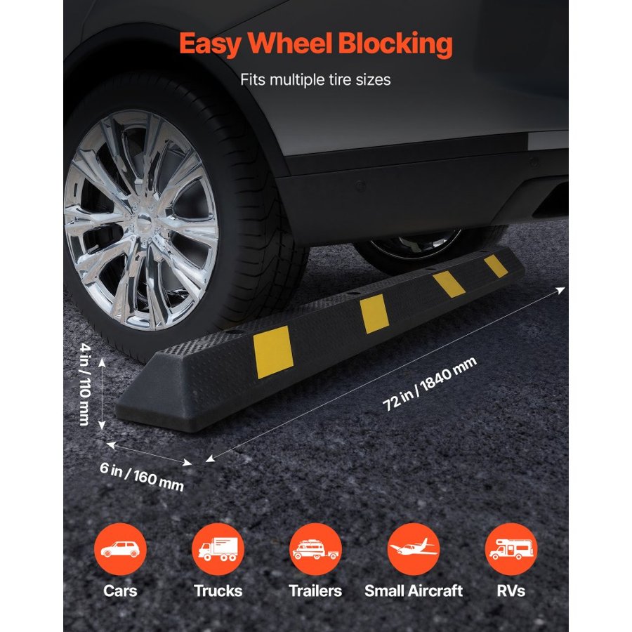 VEVOR Garage Floor Stopper – 72 in Rubber Parking Aid