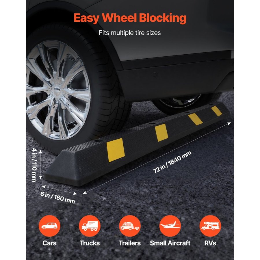 VEVOR Rubber Parking Curb – 72 Inch Heavy Duty Garage Stop