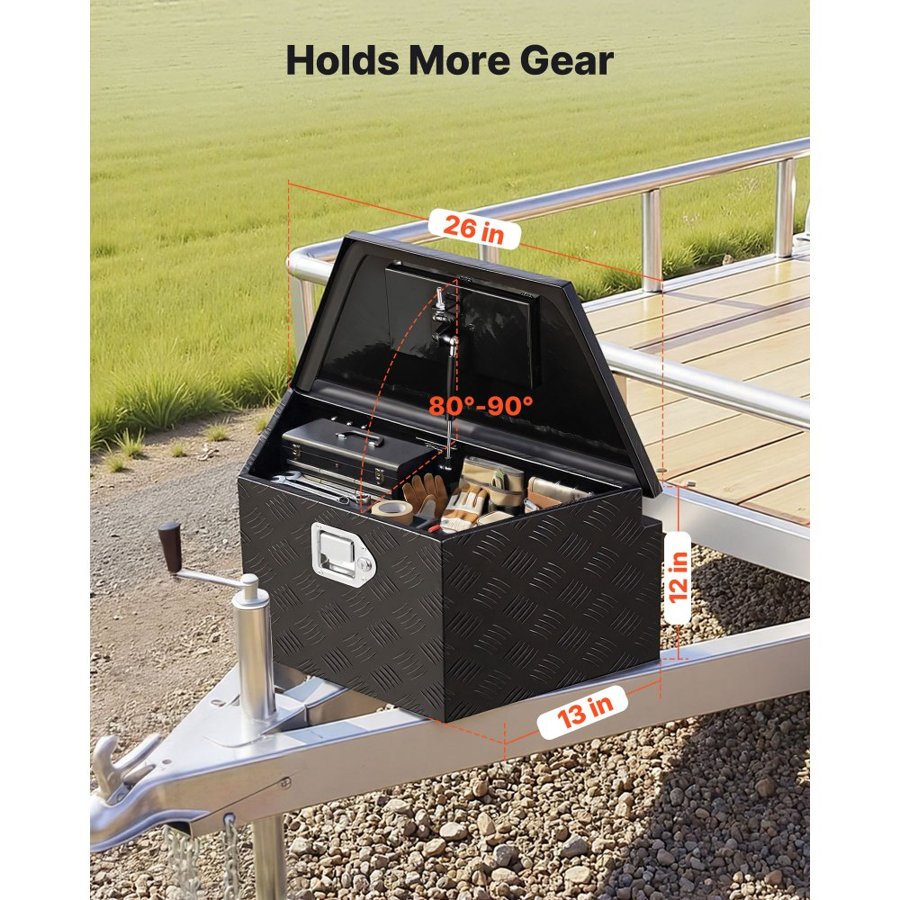 VEVOR Aluminum Trailer Tongue Box – 660mm, 26 x 13 x 12-inch