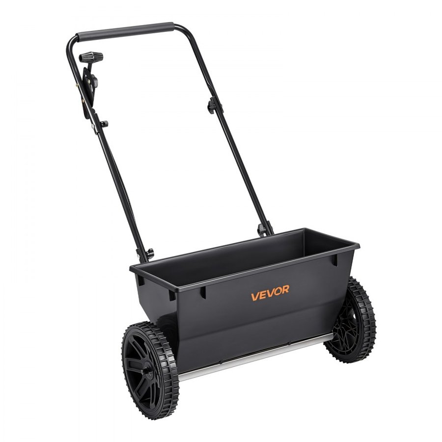 VEVOR Walk-Behind Push Spreader, 50LBS Capacity, Drop Spreader with Hopper Grate, 18 in Spreading Width & 30 Settings, 10 in All Terrain Tires, Garden & Lawn Spreaders for Seed, Fertilizer