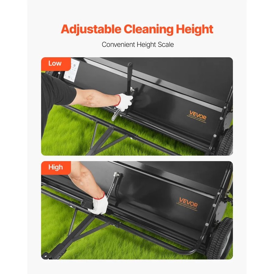 VEVOR Towable Grass Sweeper – 48", 26 cu. ft Capacity