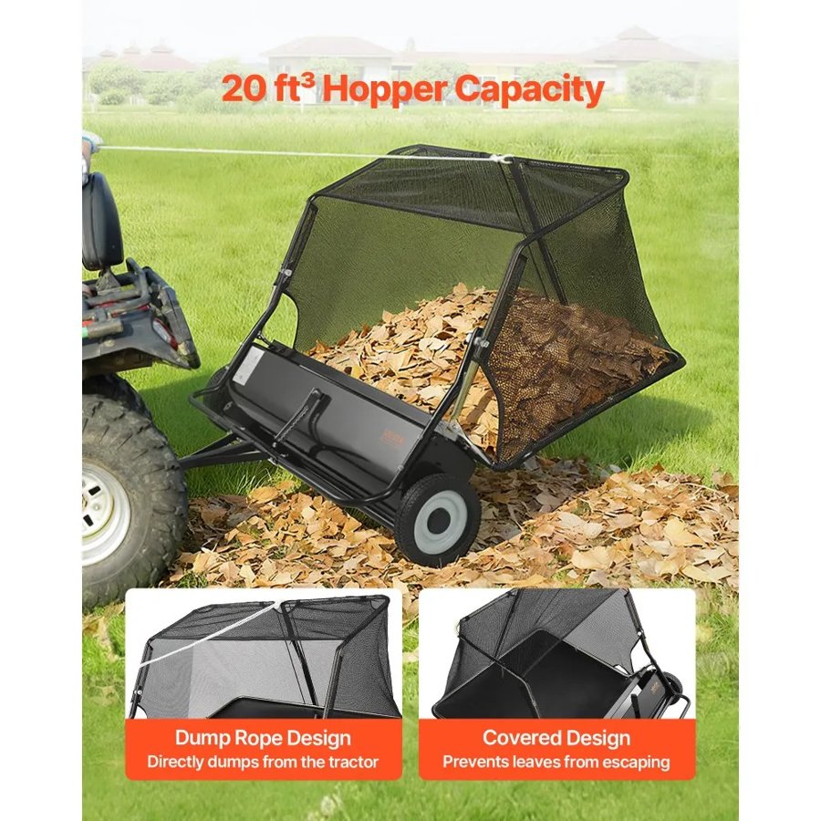 VEVOR Towable Grass Sweeper – 48", 26 cu. ft Capacity