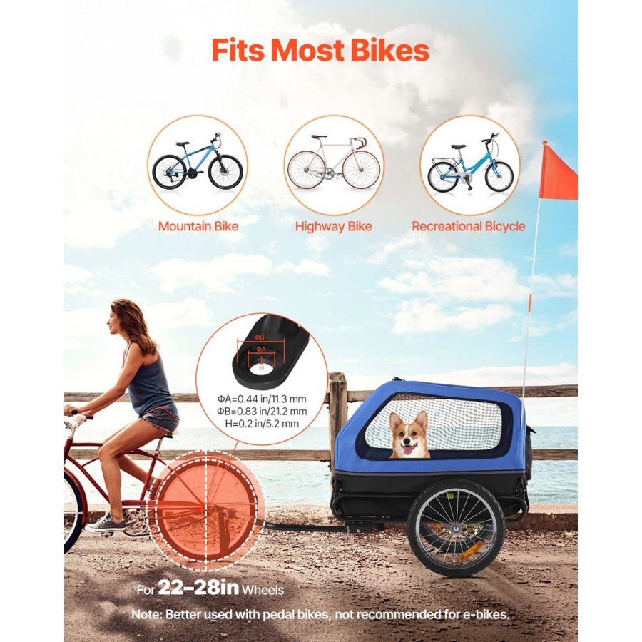 VEVOR Dog Bike Trailer for Large Dogs – 88 lbs Pet Carrier