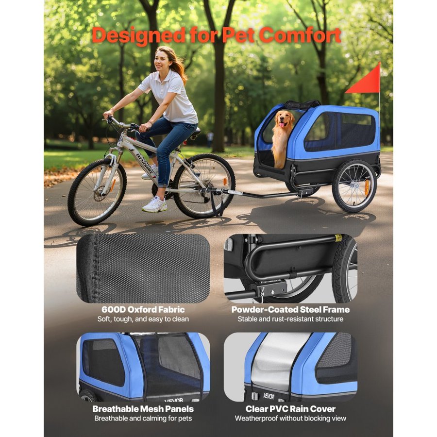 VEVOR Dog Bike Trailer for Large Dogs – 88 lbs Pet Carrier