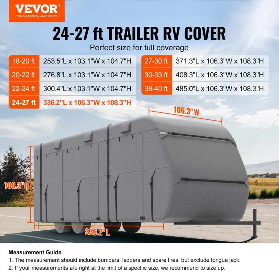 VEVOR Camp Trailer Covers – 24-27 ft, 4 Tire Covers