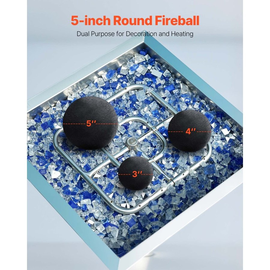 VEVOR Ceramic Fire Balls, 125 mm 6 Pcs Round Fire Stones, Reusable Lava Rocks Indoor and Outdoor Use, Decorative Fire Pit Rocks for Propane/Gas Fireplace, Stove, Courtyard, Camping, Black