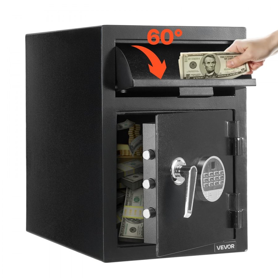 VEVOR Cash Drop Box Safe – 1.2 Cubic, 2 Tiers, 4-8 digit PIN