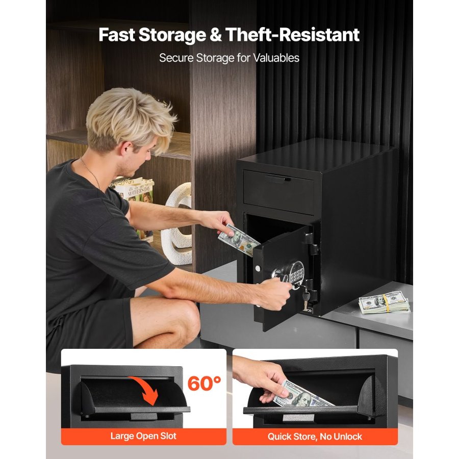 VEVOR Cash Drop Box Safe – 1.2 Cubic, 2 Tiers, 4-8 digit PIN