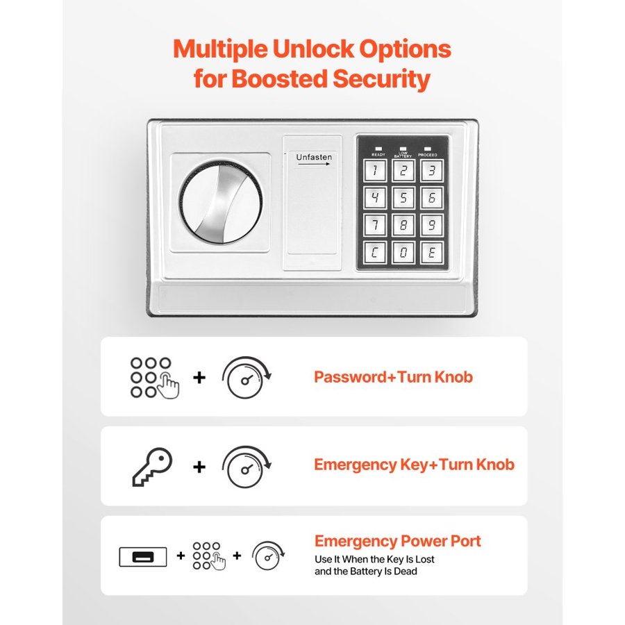 VEVOR Drop Box Safe – 0.6 cu.ft, 0.6 In Bolts, 1-8 Digit PIN