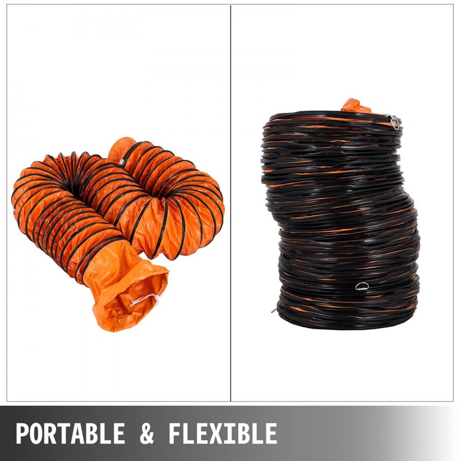 VEVOR 25FT Duct Hosing extraction flexible ducting PVC Flexible12 Inch Portable for Exhaust Fan pvc ducting