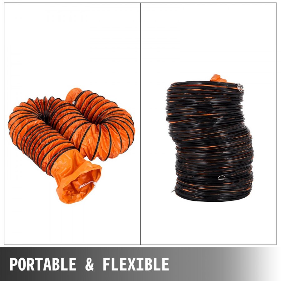 VEVOR 16 FT (5m) PVC Flexible Duct Hosing for 300 MM/12 Inch Diameter Exhaust Fan extraction flexible ducting 12 inch flexible duct flexible vent duct flexible duct16
