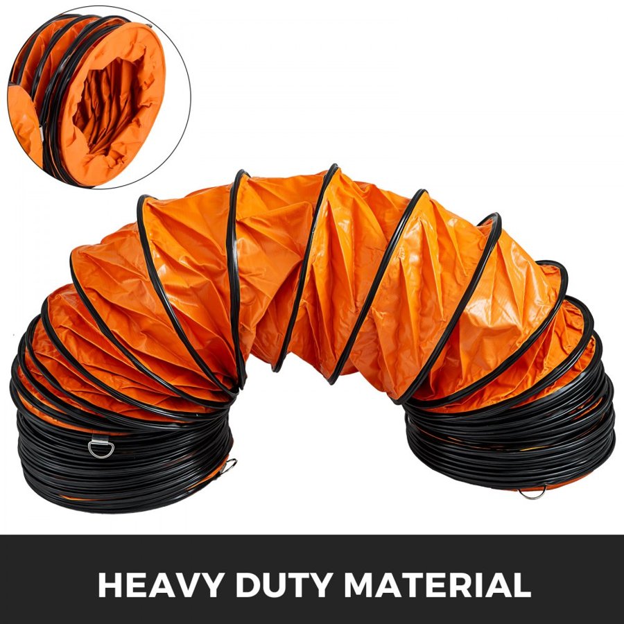VEVOR 25FT PVC Flexible Duct,PVC Flexible Duct Hosing Industrial Portable Ventilator Extractor Hose Heavy Duty for 10 Inch Exhaust Fan
