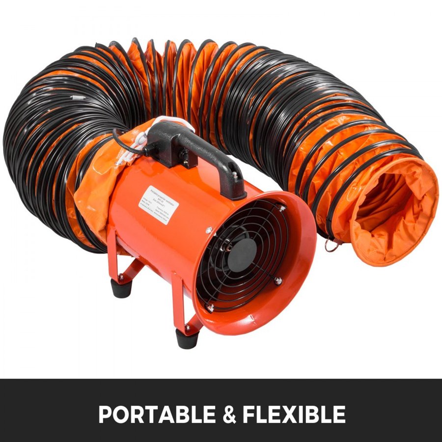 VEVOR 25FT PVC Flexible Duct,PVC Flexible Duct Hosing Industrial Portable Ventilator Extractor Hose Heavy Duty for 10 Inch Exhaust Fan