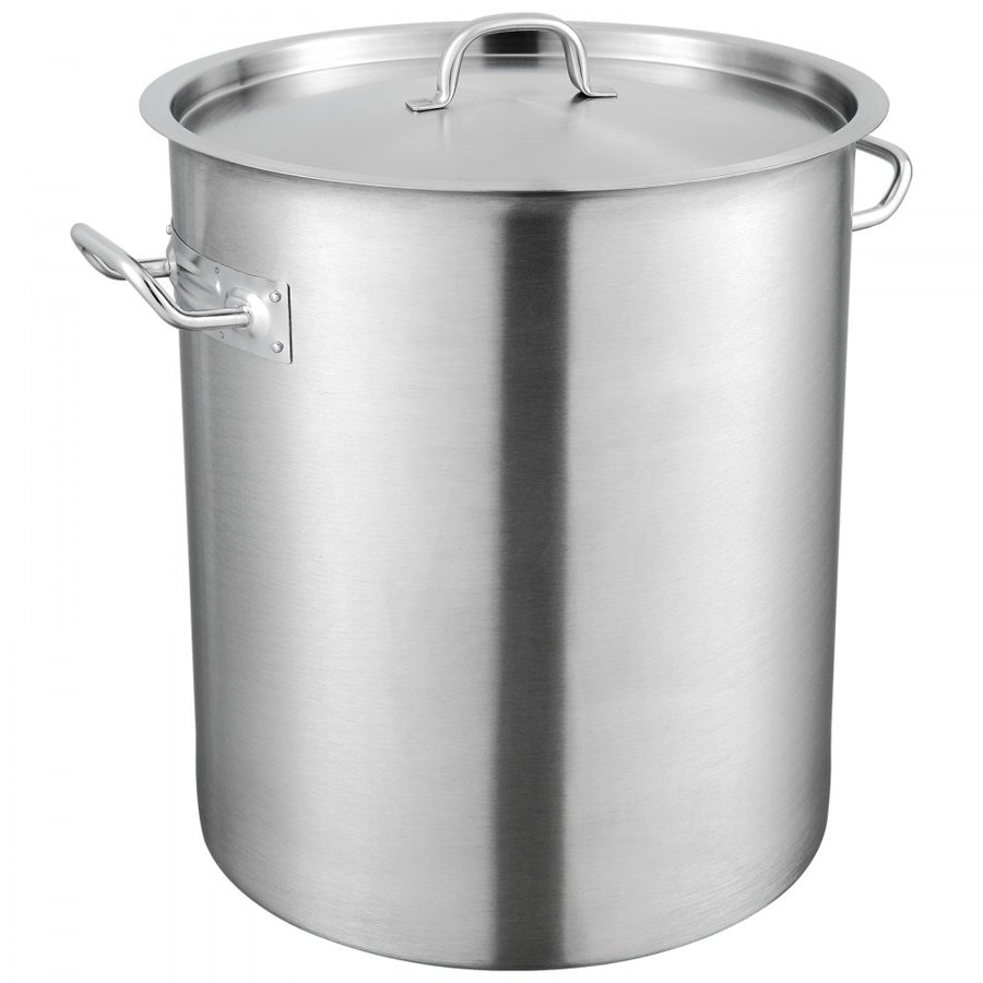 VEVOR Stainless Steel Stockpot, 39.7 L Large Cooking Pots, Multipurpose Cookware Sauce Pot with Lid & Handle, Heavy Duty Commercial Grade Stock Pot, Sanding Treatment, for Large Groups Events Silver