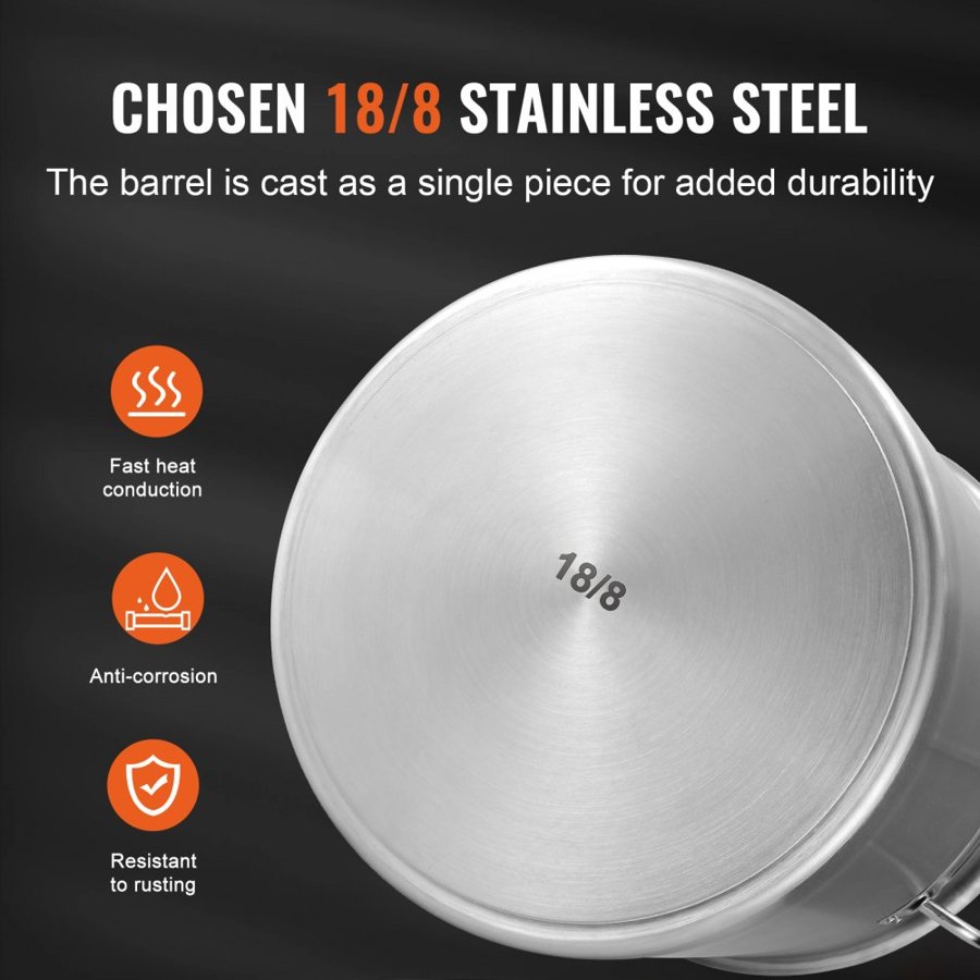 VEVOR Stainless Steel Stockpot, 39.7 L Large Cooking Pots, Multipurpose Cookware Sauce Pot with Lid & Handle, Heavy Duty Commercial Grade Stock Pot, Sanding Treatment, for Large Groups Events Silver