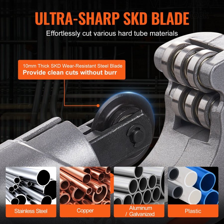 VEVOR 3PCS Tubing Cutter Set - Heavy Duty Pipe Cutter 3/16"-2"OD, Mini Tube Cutter 1/8"-7/8" & Deburring Tool, Professional Ultimate Pipe Cutter Set for Stainless Steel, Copper, Aluminum, Plastic Pipe