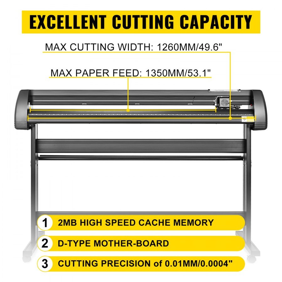 VEVOR 5 In1 Heat Press 38.1 x 38.1 cm Transfer Cap 134.6 cm Vinyl Cutter Plotter Cutting 3 Blades