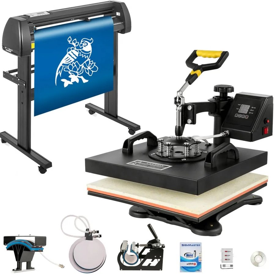 Digital Clamshell 15" X 15" (38 X 38cm) Heat Transfer Press + 28 inch Vinyl Cutter Machine Kit Software
