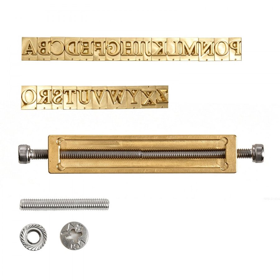 VEVOR Hot Stamp Letters Brass Stamping Tools 26-Piece Flexible Letters, Compatible with VEVOR Stamping Machine, Flexible A to Z Alphabet Stamp Set, with Hex Wrench, Nuts, Screws, Bracket, Tweezers