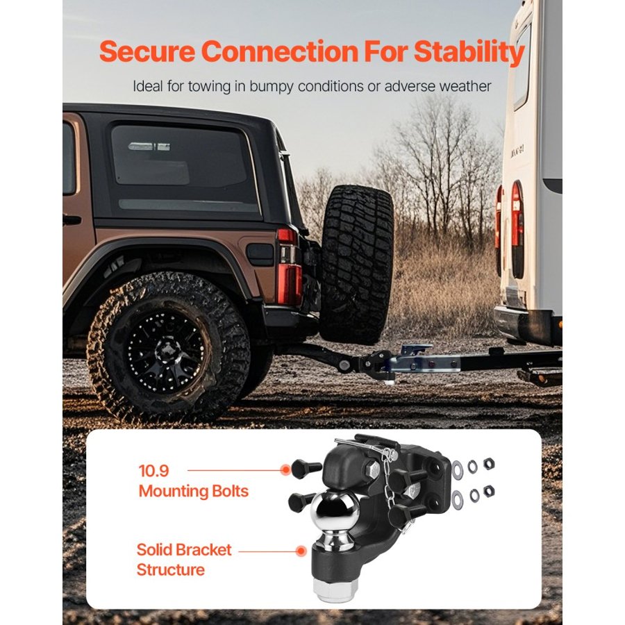 VEVOR 2-5/16 Ball Pintle Hitch – 30,000 Lbs, 3 Inch Ring