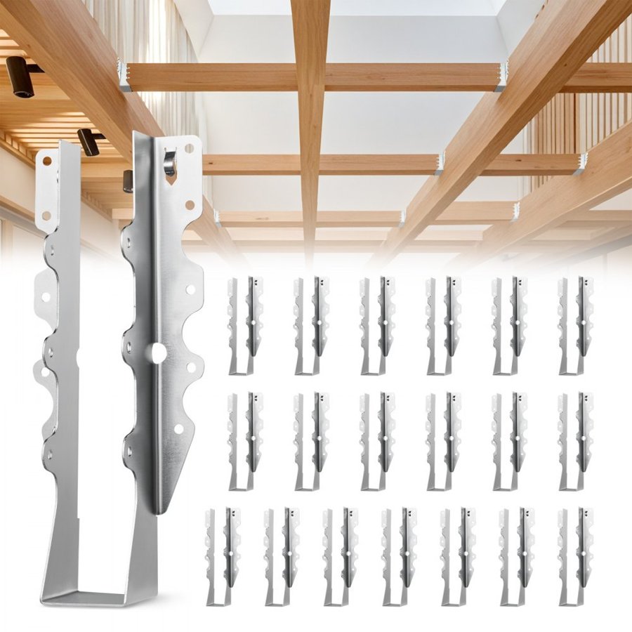 VEVOR 50 Pcs Joist Hanger, Inner Dimensions 1.57 x 1.50 x 7.83 inch / 40 x 38 x 199 mm, Rafter Hurricane Ties Joist Hangers with Rustproof Coating, Tie Brackets for Floor Deck and Ceiling Trusses