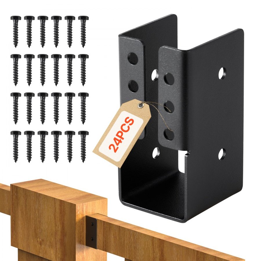 VEVOR Concealed Joist Hanger, 2x4 Inch Outdoor Concealed-Flange Joist Bracket with Screws, Steel Light Joist Hangers for 1.93 x 3.62 Inch / 49 x 92 mm Beam, Swing, Fence, Wooden Slides, 24 Pcs