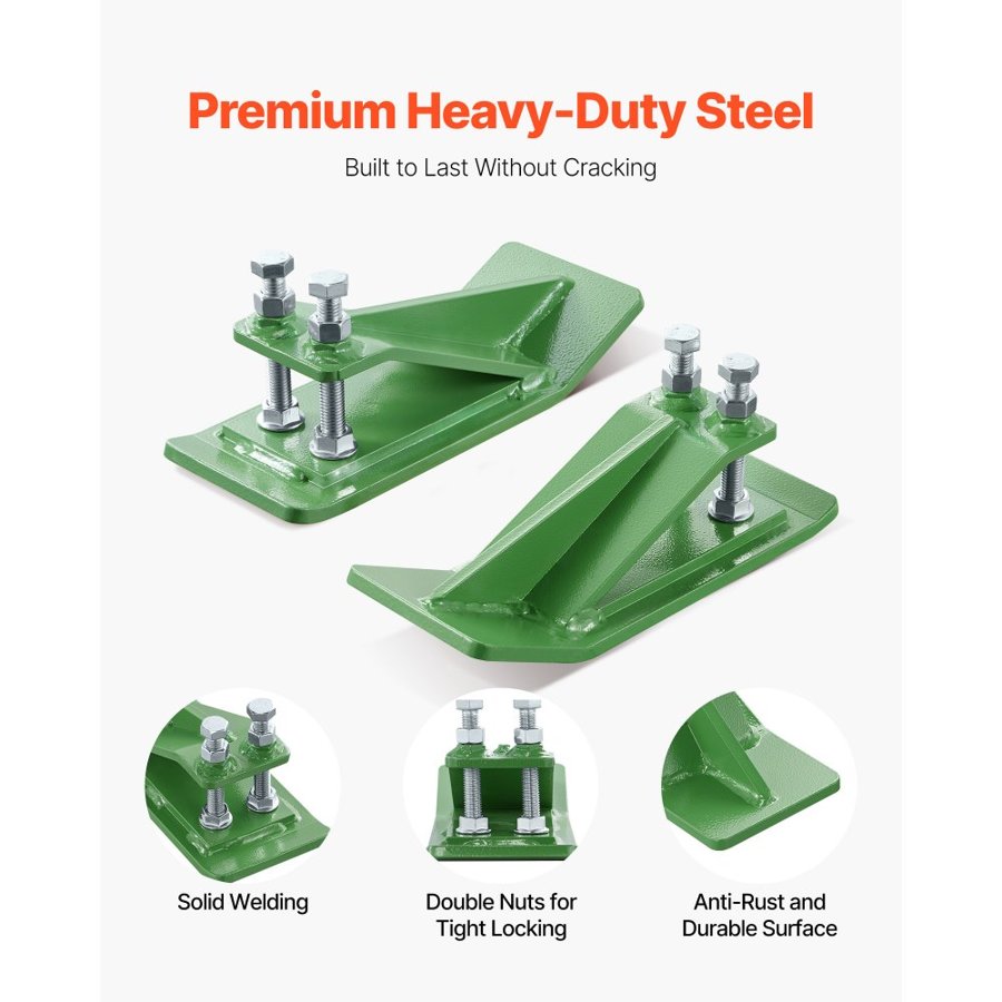 VEVOR Tractor Bucket Protector, 2PCS Heavy Duty Steel Bucket Edge Protectors, Edge Tamer Anti-Skid Device with Double Hexagon Lock Nuts and Bolts, for Snow, Leave Removal & Spreading Gravel (Green)
