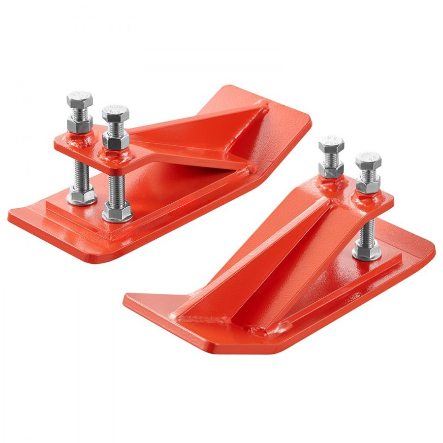 VEVOR Tractor Bucket Protector, 2PCS Heavy Duty Steel Bucket Edge Protectors, Edge Tamer Anti-Skid Device with Double Hexagon Lock Nuts and Bolts, for Snow, Leave Removal & Spreading Gravel (Orange)