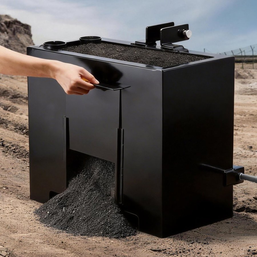 VEVOR Ballast Box, 3-Point Category 1 Tractor Ballast of 363 kg Capacity, with Standard 55 mm Hitch Receiver, Heavy-Duty Steel 0.09 m³ Large Volume Durable Loader Attachment with Sliding Door, Black
