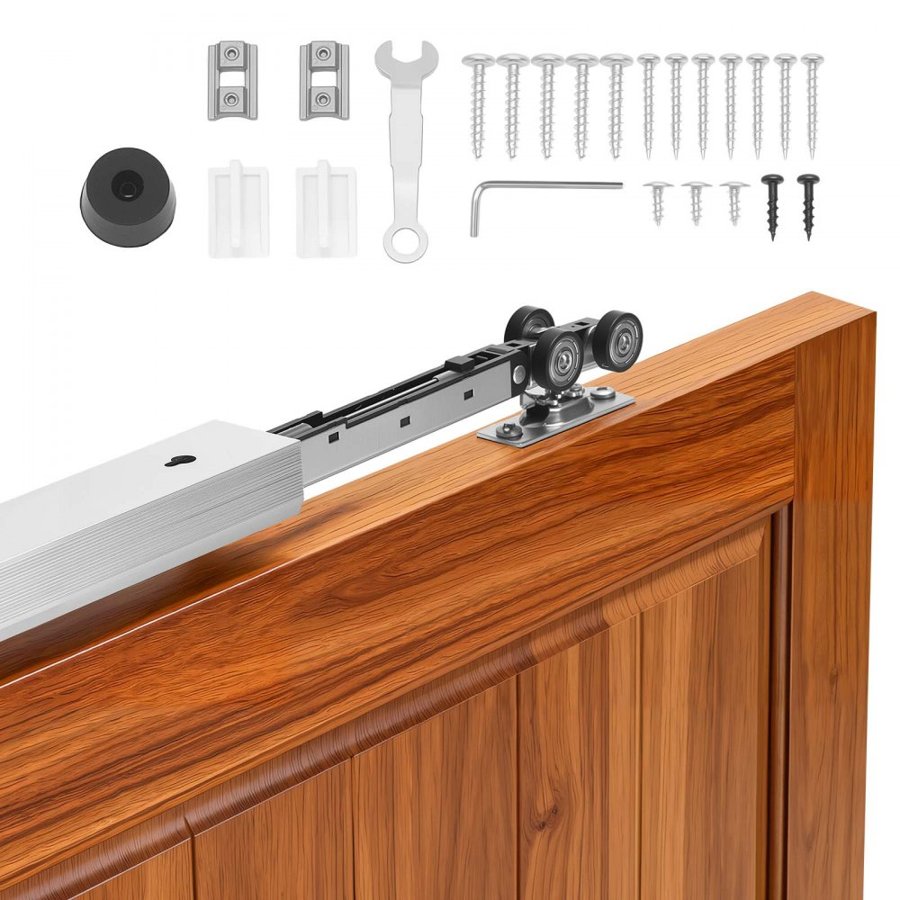 VEVOR Sliding Pocket Door Hardware Track Kit, 1135 mm Pocket Door Track Kit with Soft Close Mechanism for Smooth and Quiet Sliding, Easy to Install, for 25 to 45 mm Thickness 610 mm Width Single Door