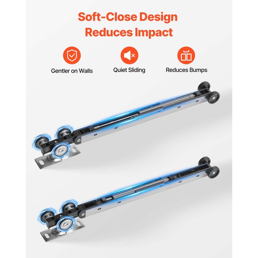 VEVOR Sliding Pocket Door Hardware Track Kit, 1135 mm Pocket Door Track Kit with Soft Close Mechanism for Smooth and Quiet Sliding, Easy to Install, for 25 to 45 mm Thickness 610 mm Width Single Door