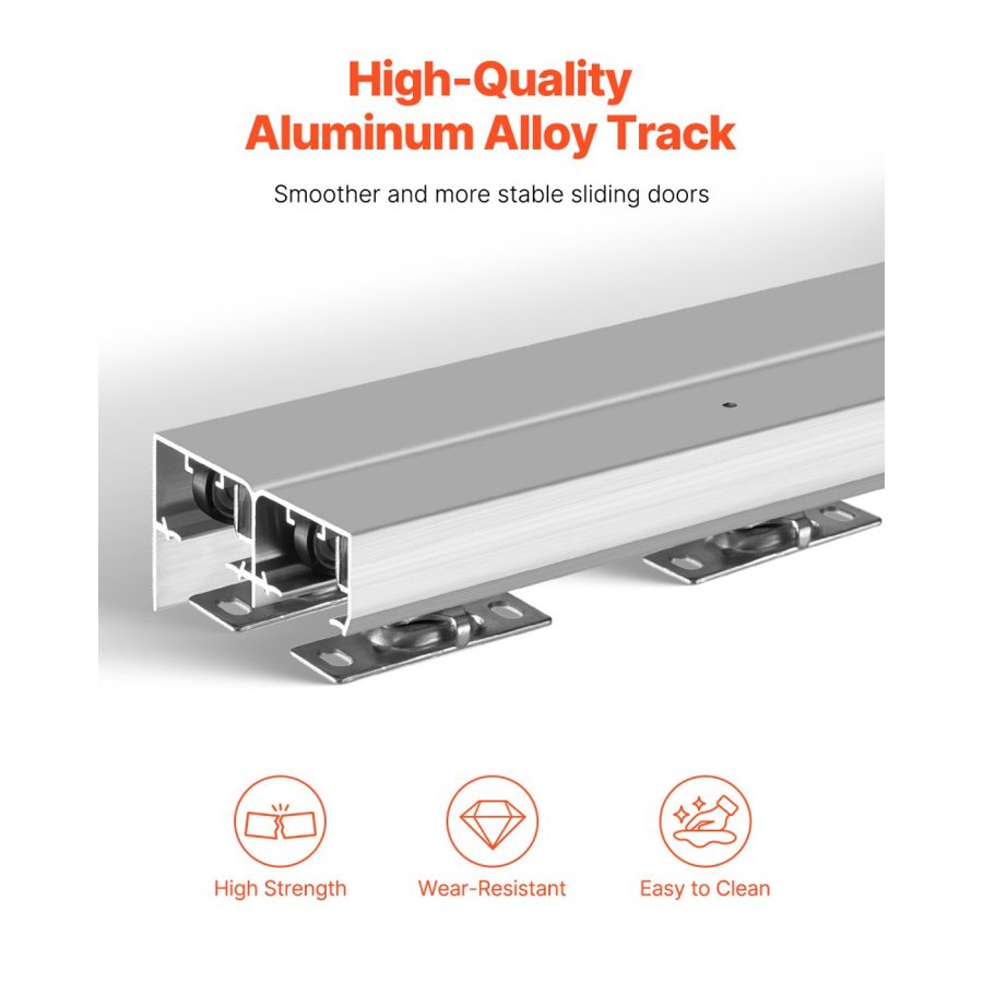VEVOR Bypass Door Hardware Kit — Aluminum Smooth Roll Track
