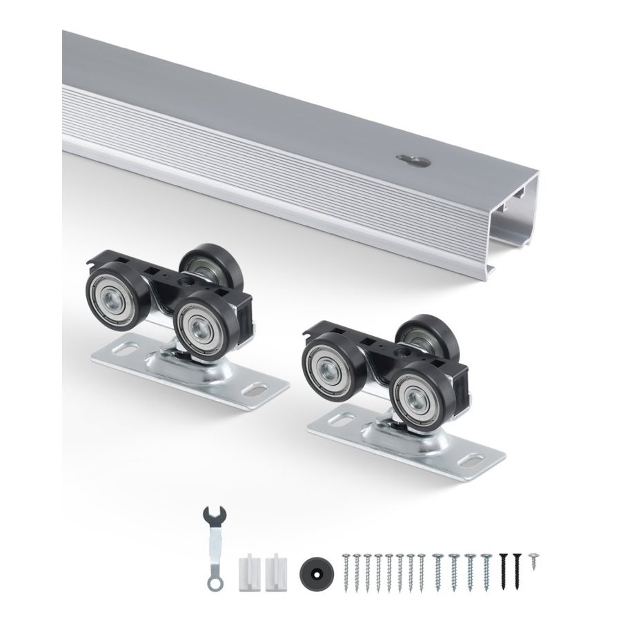 VEVOR Sliding Pocket Door Hardware Track Kit, 5.73 ft Heavy Duty Pocket Door Hardware Kit, Commercial Grade Pocket Door Hardware and Track Set for 24"-36" Wide Single Door, Smoothly and Easy to Install