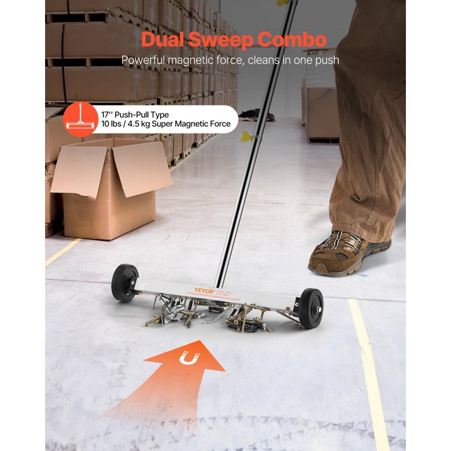 VEVOR Magnetic Sweeper with Wheels – 17 in, 10 lbs Capacity