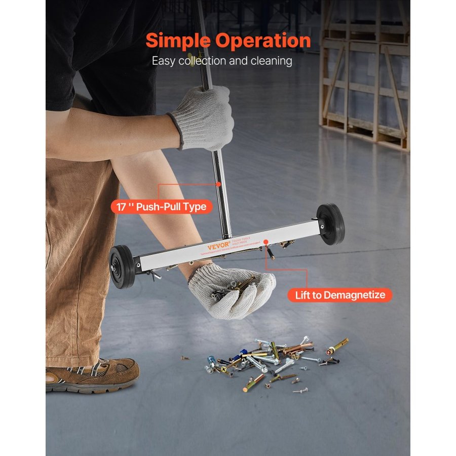 VEVOR Magnetic Sweeper with Wheels – 17 in, 10 lbs Capacity